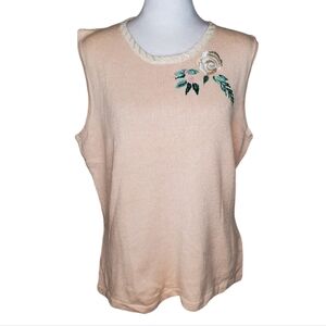 Storybook Knits Women's Holiday Floral Sweater Tank Sz LG